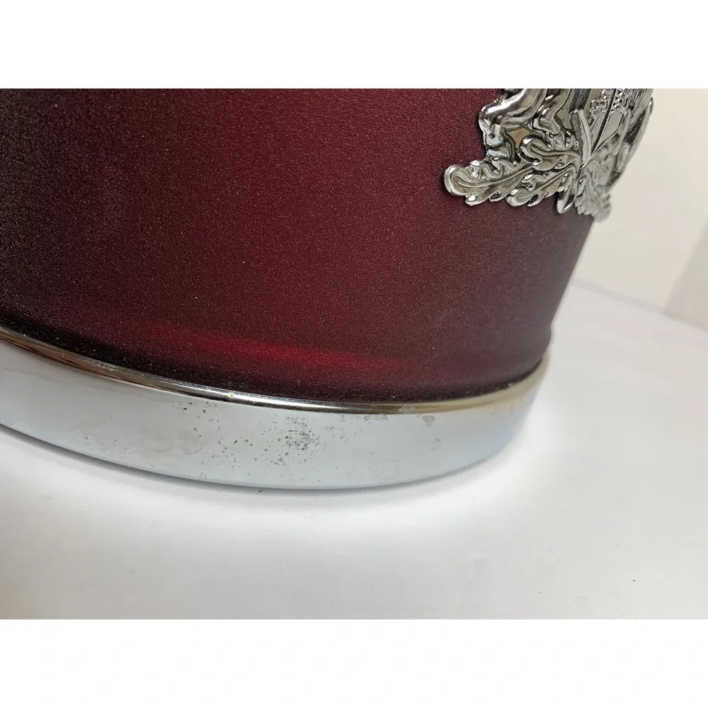 Vintage S.S. Kresge Burgundy Chrome Metal Ice Bucket Heraldic‎ Crest Mid Century